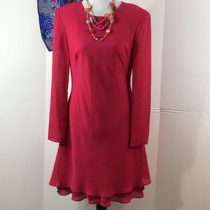 Vtg Kamisato USA pink layered shift dress 8